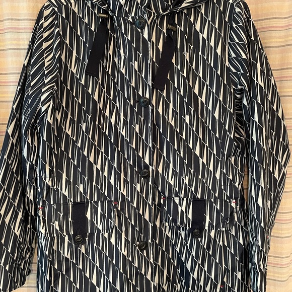 Lands End Rain/utility Jacket Navy blue with white and red detail. - Picture 3 of 3